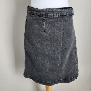 Joe Denim Wrap Skirt Womens 12 35" Waist Gray Faded Mini Western Cowgirl Country